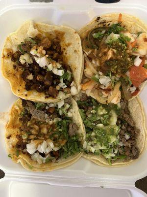 Al Pastor Taco, Carne Asada Taco, Camaron Taco