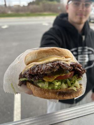 Double Smash Burger with Trippy NB Sauce