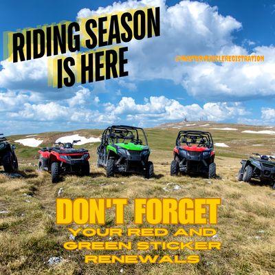 Riding season is here, let us get your toys ready for family fun with your sticker renewals!! Mon-Sat from 10-4