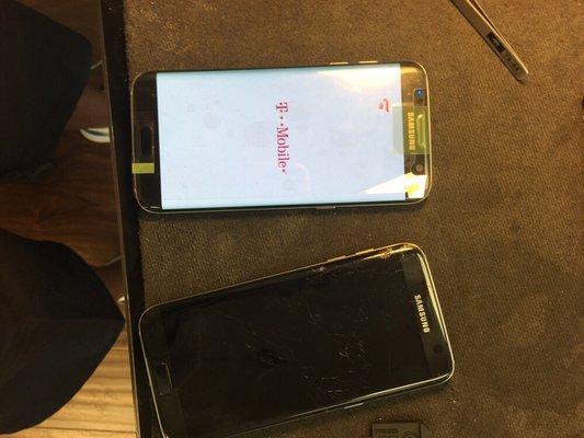 Samsung Galaxy s7 edge LCD replacement  before and after