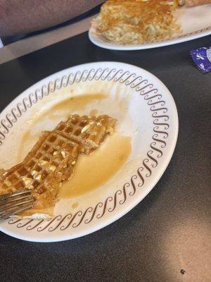 Half eaten waffle