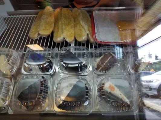 Beef patties,  garlic bread,  desserts