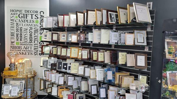 Large collection of picture frames.