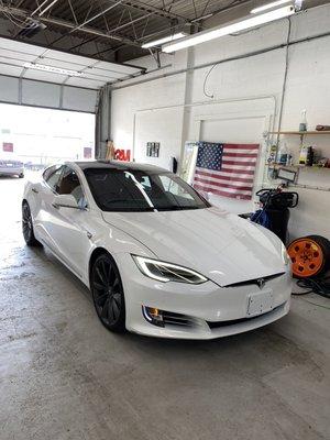 Tesl Model S getting nano carbon ceramic window film.