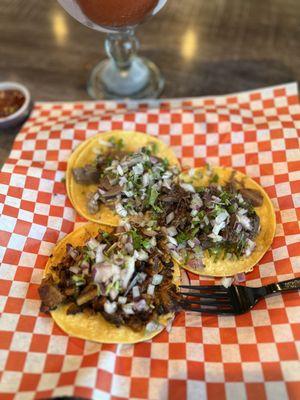 Lengua, Cabeza, and Al Pastor street tacos