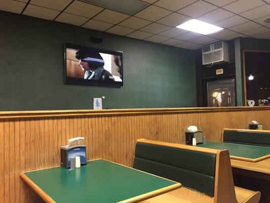 Dining room has nice TV and channel changer