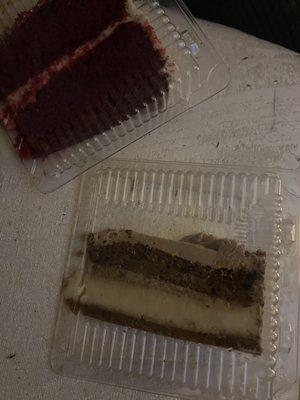 Red velvet cake and Sweet Potato Cheesecake