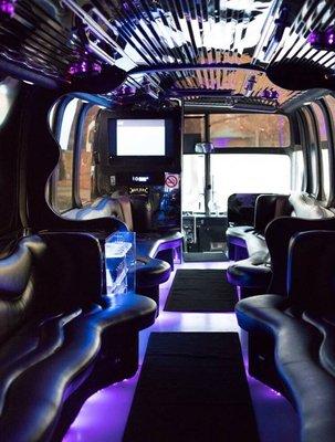 Inside of the limo bus