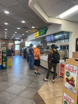 Picture of Subway counter, store front.