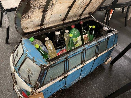 Functional outdoor sculptures! A cool look and cooler drinks in this VW Bus-inspired outdoor cooler made from recycled materials.