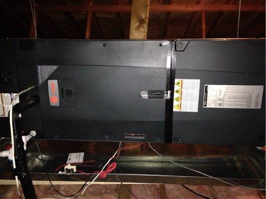 TRANE XV18i with with new HUNGRITE attic suspension system for th