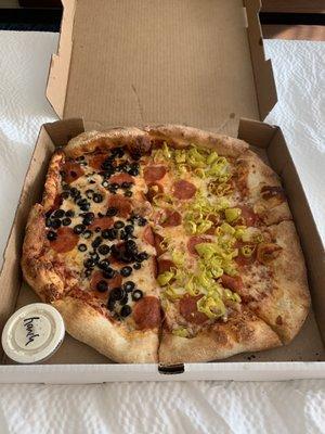 Medium za, ranch, $40. Delivered to a hotel and didn't include peppers, parm, plate, or a single napkin. Was just okay.