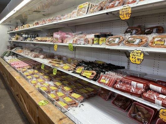 Meat (pork sausages and bacon) section