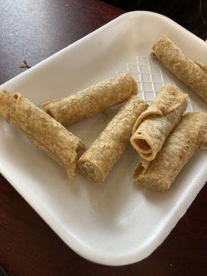 She cut them for our son so they'd cool faster. Thoughtful. We got the toppings on the side because son likes them plain.