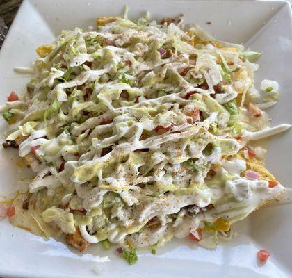 Beef & Chicken with Peppers and Onions with Avocado Ranch and Queso!   They were so good.