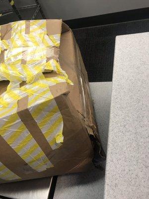 The condition my package from brooks brothers arrived in.