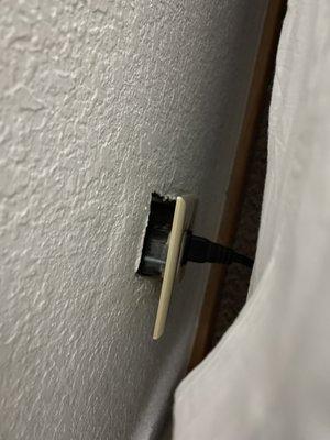 Socket in my sons room. His bed (sheets) were actually laying against it when we got there.