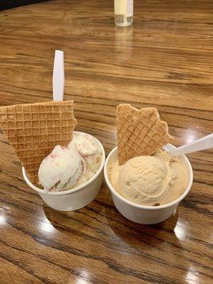 Strawberry cheesecake (left) and sea salt caramel (right)