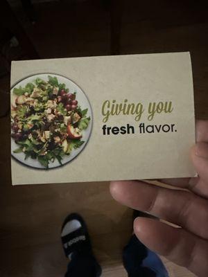 Gift card from Jasons Deli