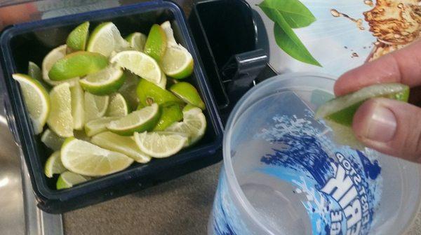 Cut limes by soda station. Nice touch.