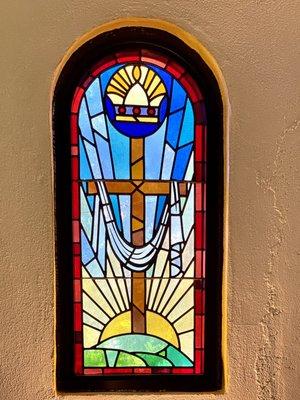 Stained glass window.