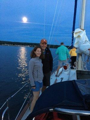 Moonlight is often seen aboard Arioso on an extended Sunset sail!