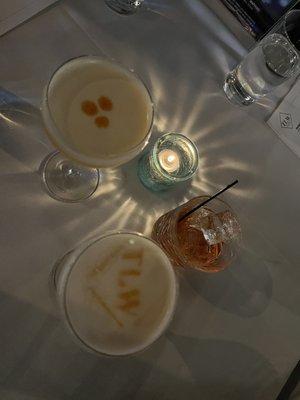 Pisco sour, pisco passion, and lucky thirteen.