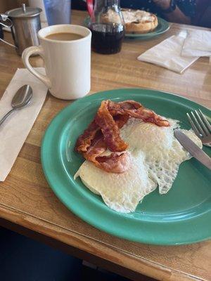 Bacon, eggs, and coffee