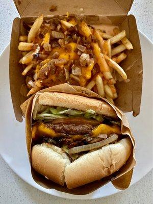 Grilled Shroom burger with animal-friendly fries