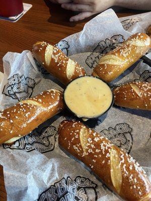 Pretzel sticks with beer cheese