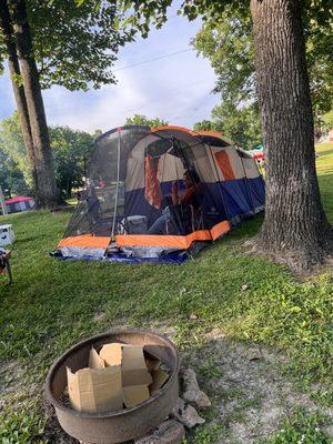 Fire pit and tent