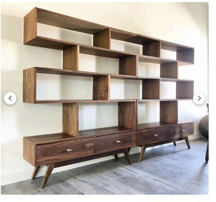 pair of 48" staggered bookcases combined