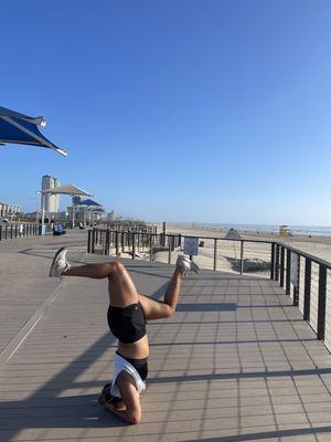 Yoga sesh on the boardwalk