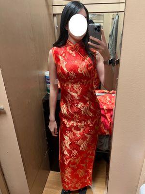 sleeveless dragon and phoenix qipao