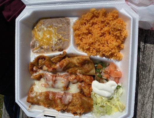 Ground beef enchiladas meal: