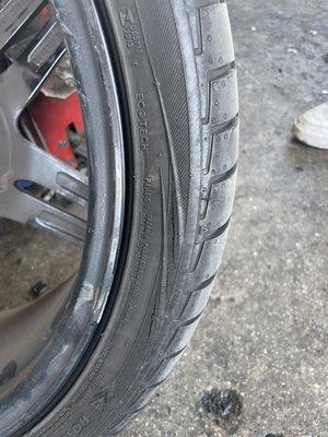 the $85 used tire he sold me with previous damage - more small slashes