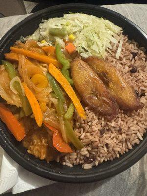 Kingfish, Rice and Peas, Cabbage and Plantains (Kingfish Chefs Way)