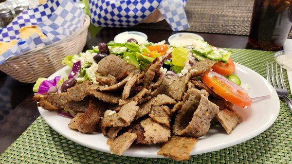 The Gyro salad, a bit lighter on the Carbs & just delicious... I don't think there's a better Gyro around !