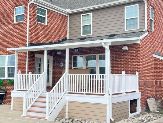 -Custom Designed Patio Cover 
-Composite  Deck  and Railings
-James Hardie Deck Skirt with