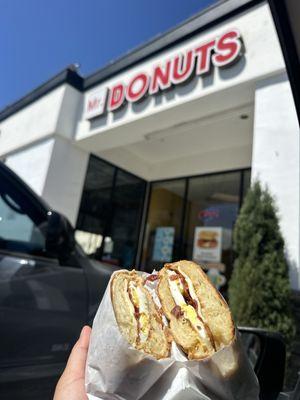 Bacon egg and cheese croissant sandwich