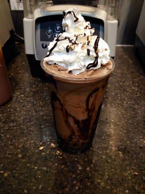 Chocolate Carmel Eruption with whip cream