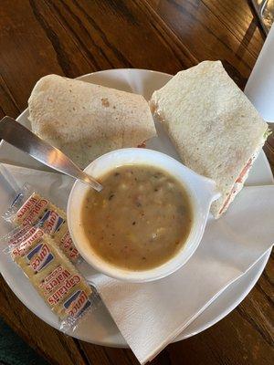 Chicken salad wrap and soup of the day