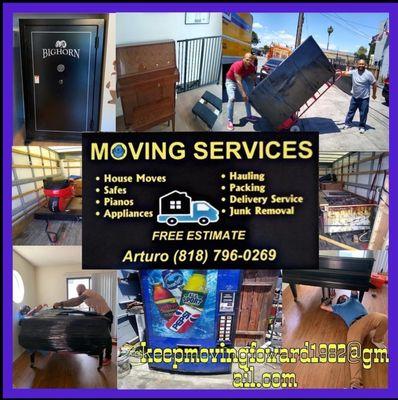 We move houses,apartments,offices,unload and load pods, we also move pianos,arcade machines,vending machines.