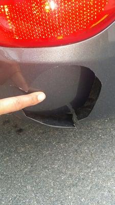 First Hyundai sold me a car and when I picked it up it had this damage.  They said that is was there when I bought it!!!!!