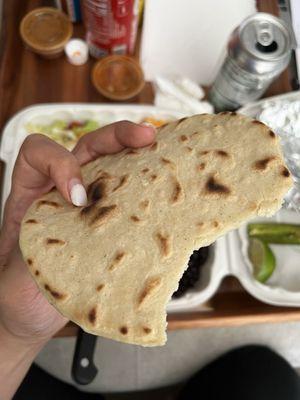 Tortilla with the Platillo de Carne Asada