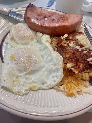 Ham, eggs, hash browns