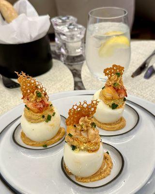 Lobster Deviled Eggs Mimosa