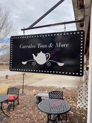 Outdoor patio and signage