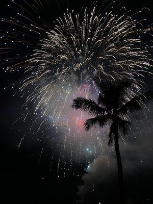 New Year's Eve fireworks from the beach