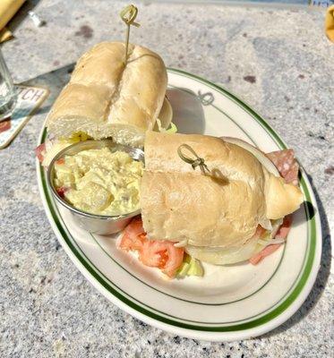 Italian sandwich and potato salad